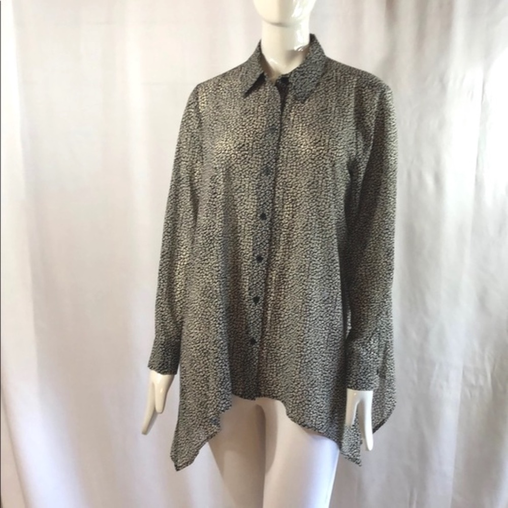 -NEW MICHAEL KORS CREPE BUTTON DOWN LS TOP